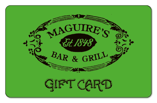 maguires black text logo on an emerald green background